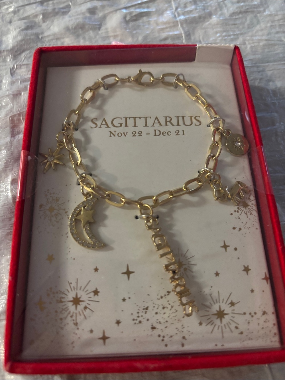 Gold Sagittarius Charm Link Bracelet for Women